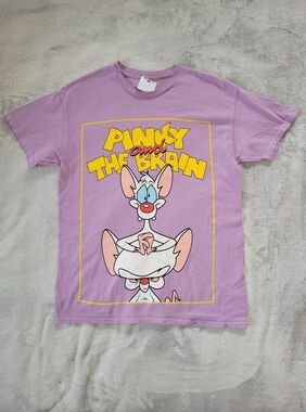 Animaniacs Pinky And The Brain Mens Medium Purple Short Sleeve Cotton Tshirt